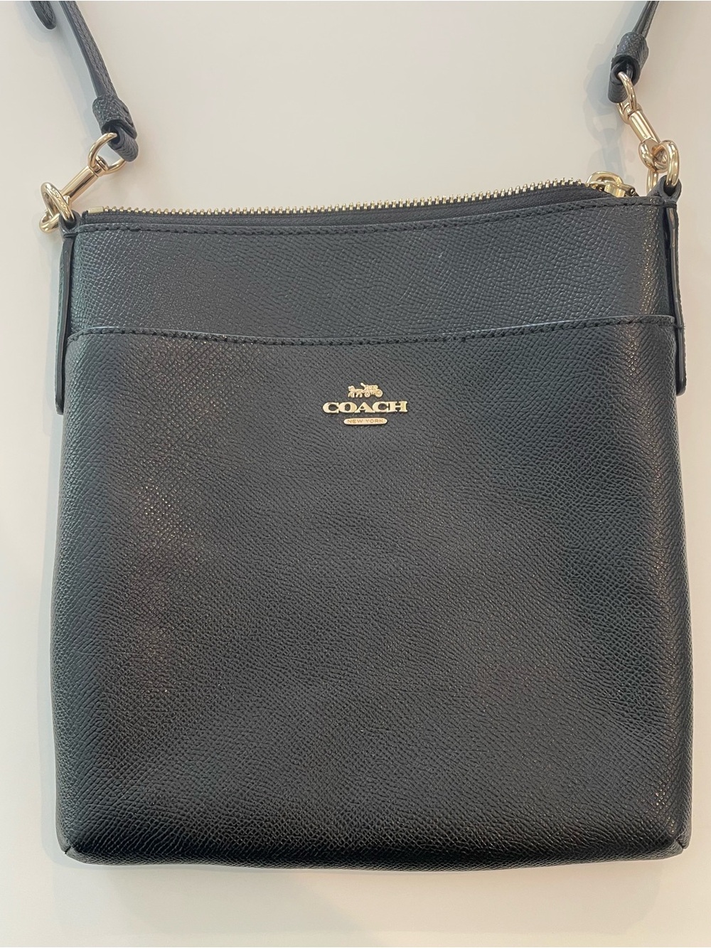COACH Black Leather Crossbody with Gold-Tone Hardware